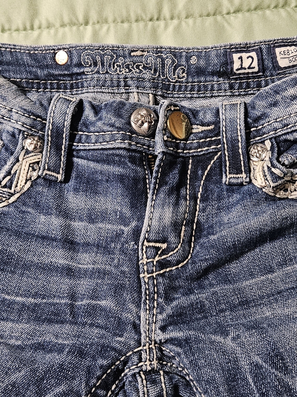 Miss Me Girls' Blue Denim Jeans - Size 12